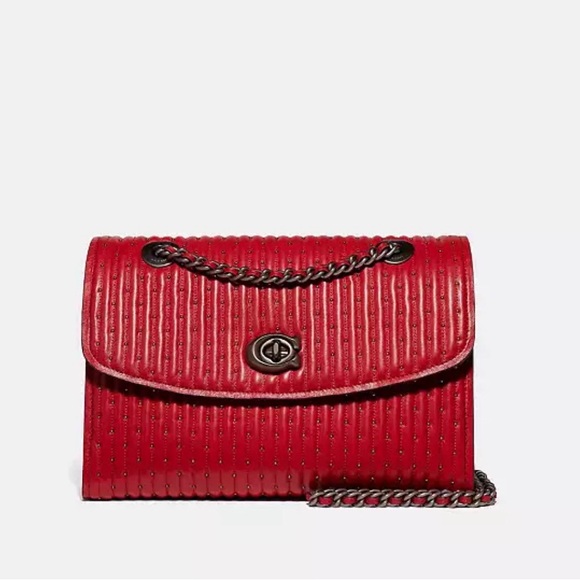 Coach Handbags - Coach Quilted Rivets Parker - Red Apple